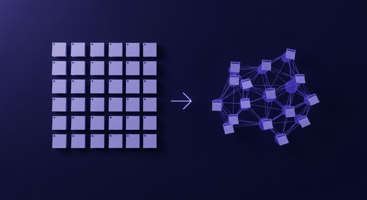 Ainotely vs Notion: a manual block workspace on one side and a self-organizing AI note brain on the other