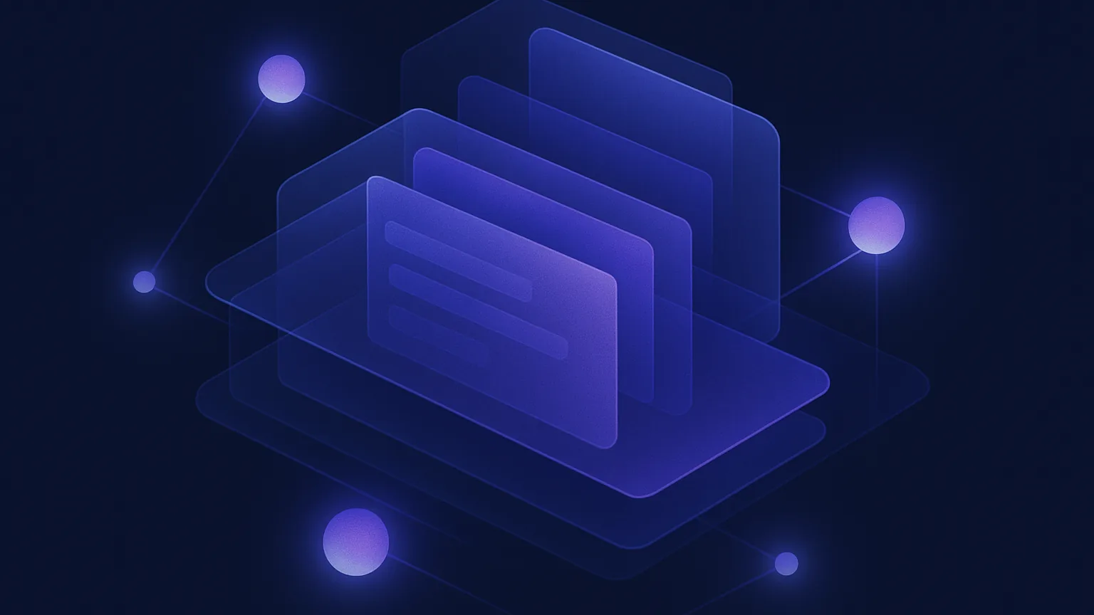 Abstract dark navy and violet illustration representing a digital note-taking app on Apple devices