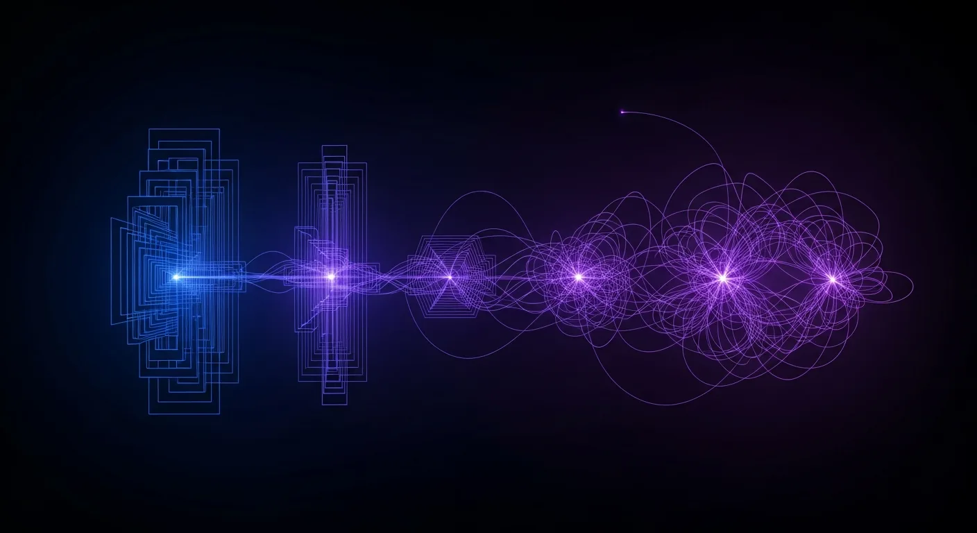 Abstract dark navy and indigo illustration showing eight connected nodes representing different note-taking methods, from structured grids to a linked knowledge web