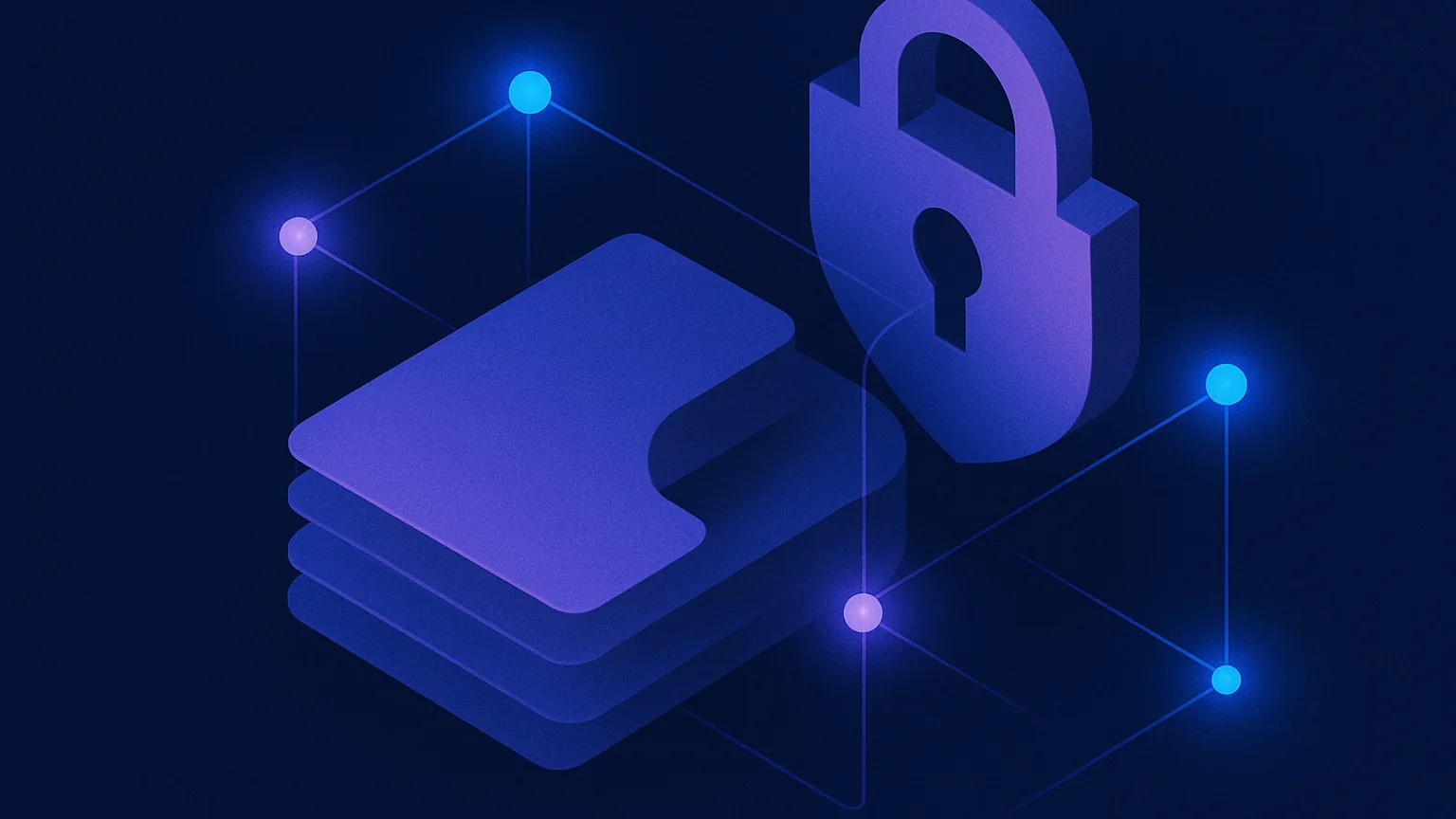 Abstract dark navy and violet illustration representing encrypted, privacy-first note-taking apps